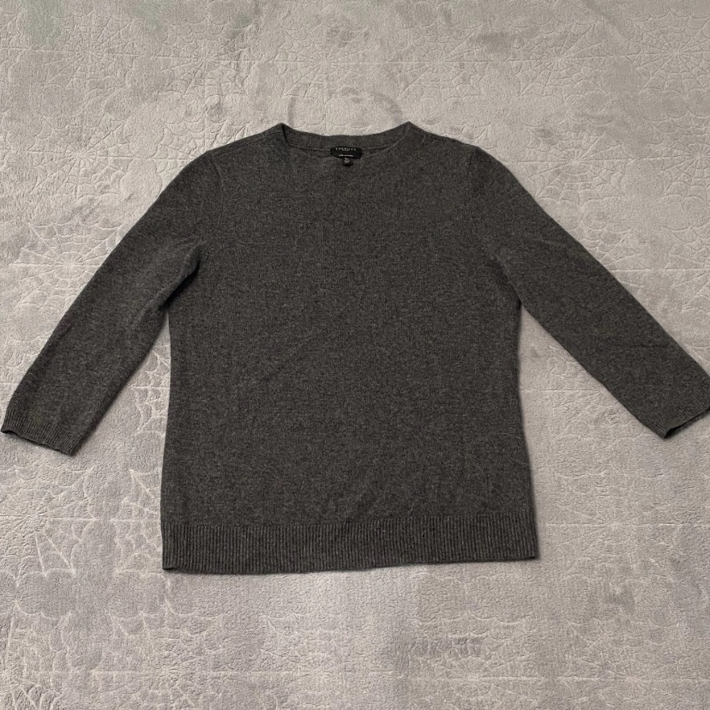 Talbots Pure Cashmere Sweater Womens S Petite Gray Pullover Super Soft Cozy